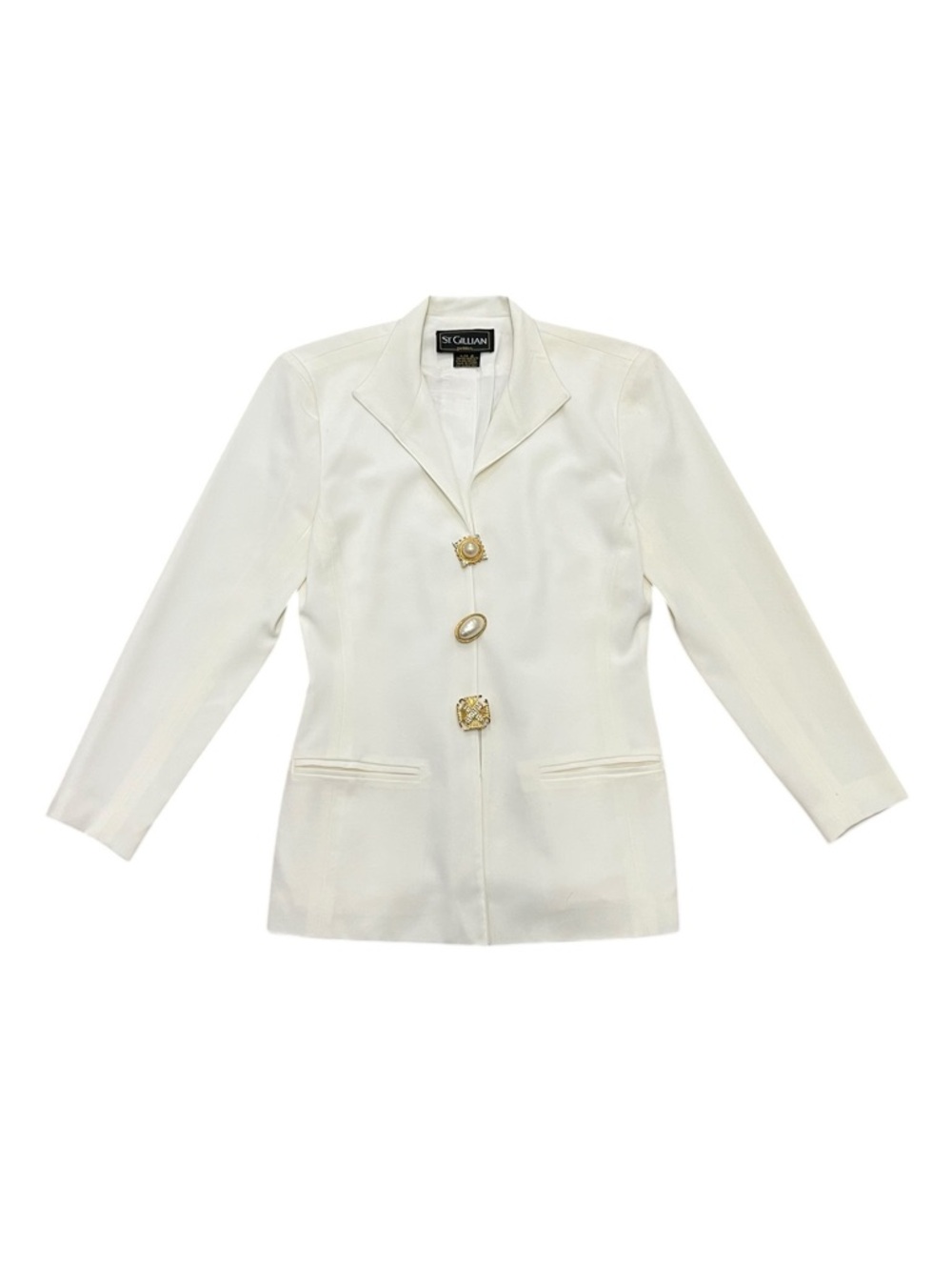 Vintage 1990s St. Gillian White Blazer Petite Tri-Acetate Poly